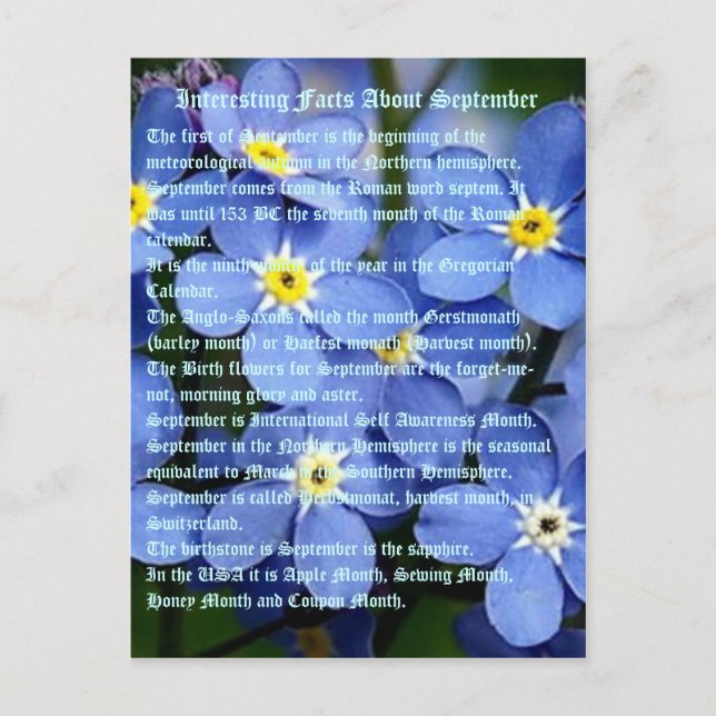 Interesting Facts About September Postcard (Front)
