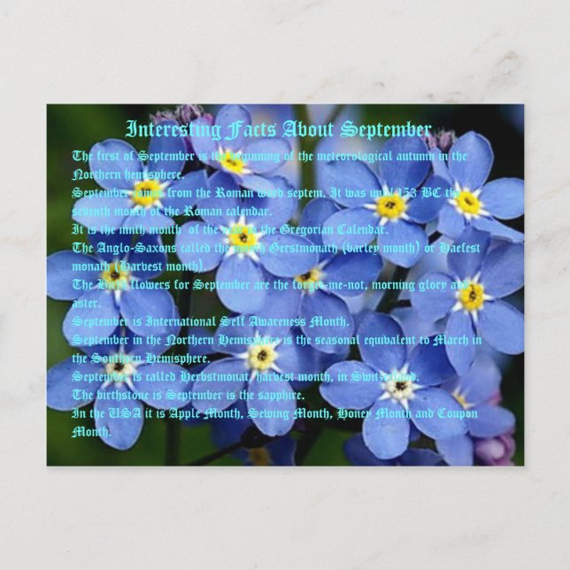 Interesting Facts About September Postcard (Front)