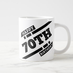 Interesting happy 70th birthday typography design large coffee mug