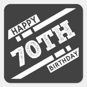 Interesting happy 70th birthday typography design square sticker