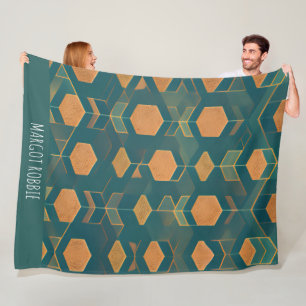 Interfacing Cube Blue Monochromatic Pattern Fleece Blanket