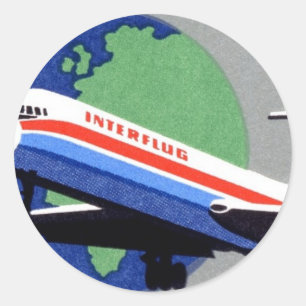INTERFLUG - National Airline of DDR, East Germany Classic Round Sticker