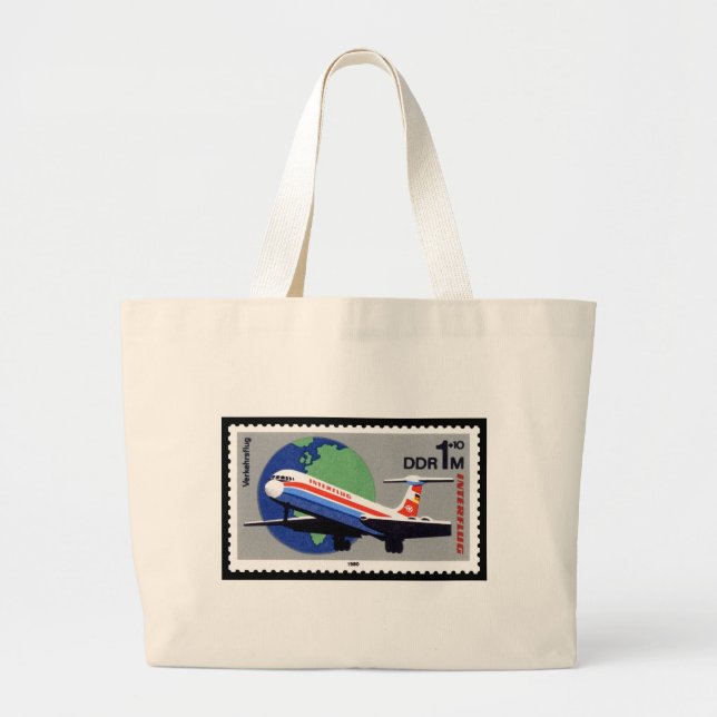 INTERFLUG - National Airline of DDR, East Germany Large Tote Bag (Front)