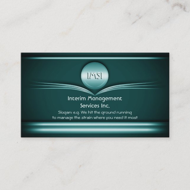 Interim Managers - Art Deco Style Teal Metal Business Card (Front)