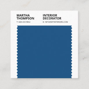 Interior decorator blue swatch colour block minima square business card