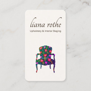 Interior Decorator Floral French Chair Design Business Card