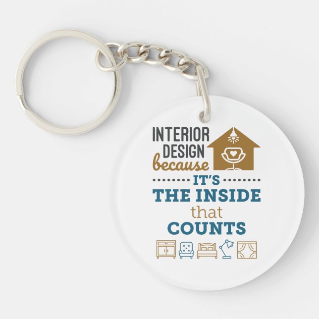 Interior Design Because It's The Inside That Count Key Ring (Front)