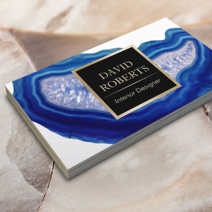 Interior Design Blue Agate Stone Modern Business Card