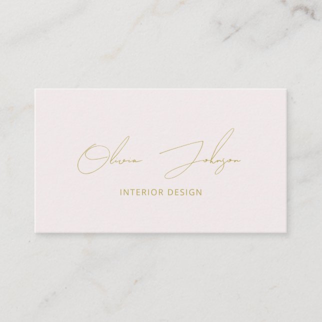 Interior Design Blush Pink Gold Business Card (Front)