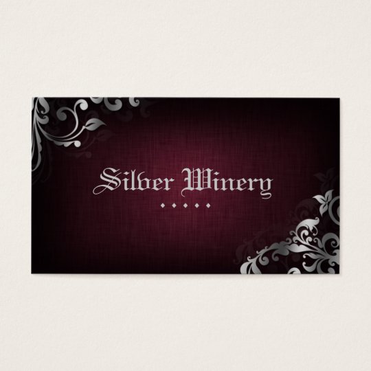 Interior Design Business Card Linen Wine Silver