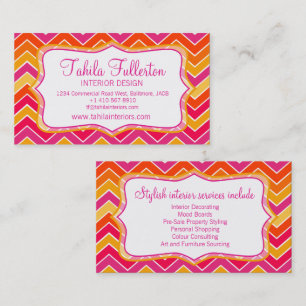 Interior design chevron zigzag bold business card