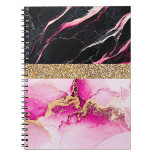 Interior Design Home Black Glitter Marble Notebook