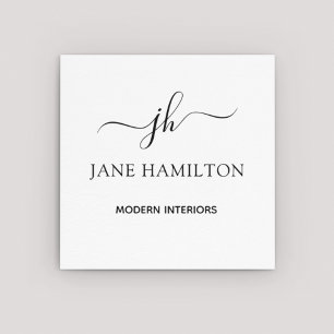 Interior Design Modern Monogram Square Business Card