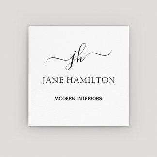 Interior Design Modern Monogram Square Business Card
