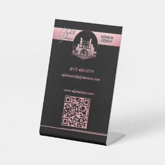 Interior Design or Architect Logo Black and Rose  Pedestal Sign