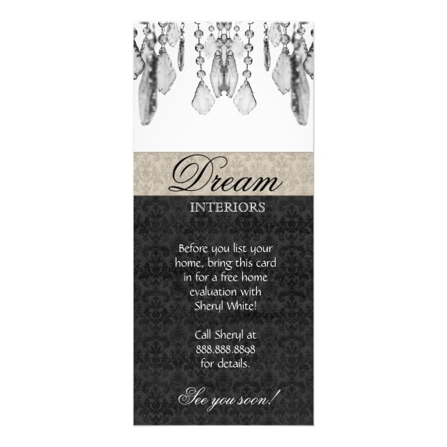 Interior Design Rack Card Chandelier Beige Black (Front)