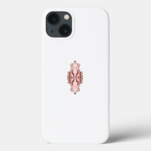 interior design wallpaper red flowers, white backg iPhone 13 case