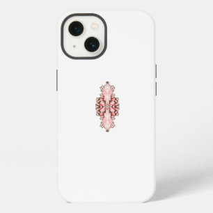 interior design wallpaper red flowers, white backg iPhone 13 case