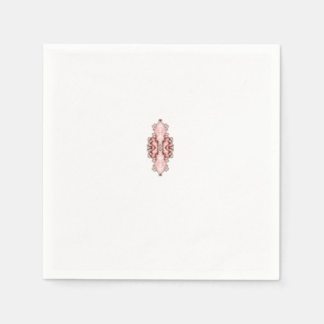 interior design wallpaper red flowers, white backg napkin (Front)