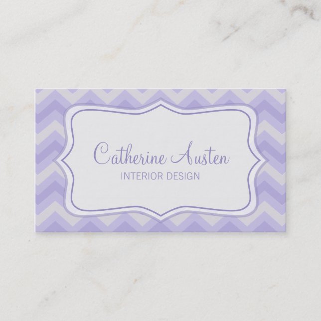 Interior design zigzag purple grey business card (Front)
