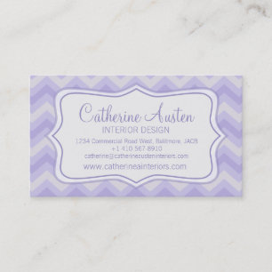 Interior design zigzag purple grey business card