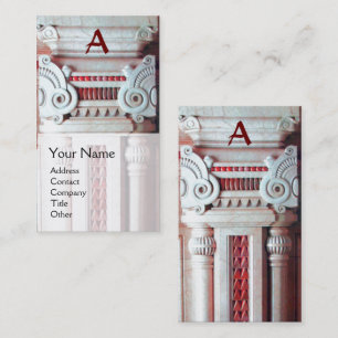 INTERIOR DESIGNER,ARCHITECTURE Monogram Red White Business Card