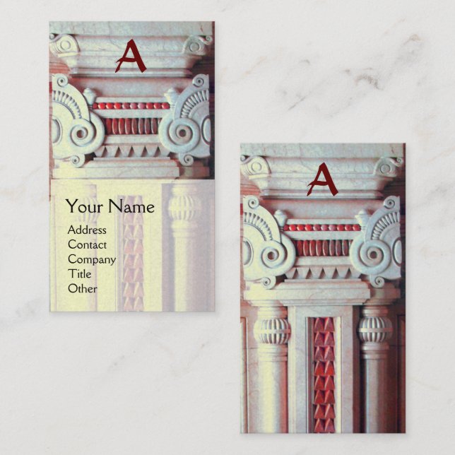 INTERIOR DESIGNER, ARCHITECTURE Monogram Red White Business Card (Front/Back)