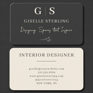 Interior Designer Black Professional Business Card