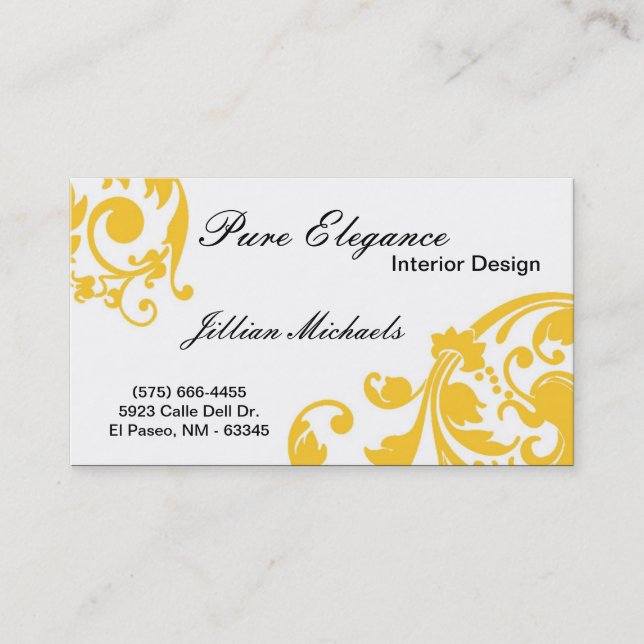 Interior Designer Damask Filigree Business Card (Front)
