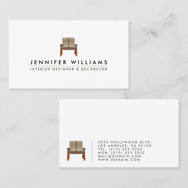 Interior Designer Decorator Business Card (Front/Back)