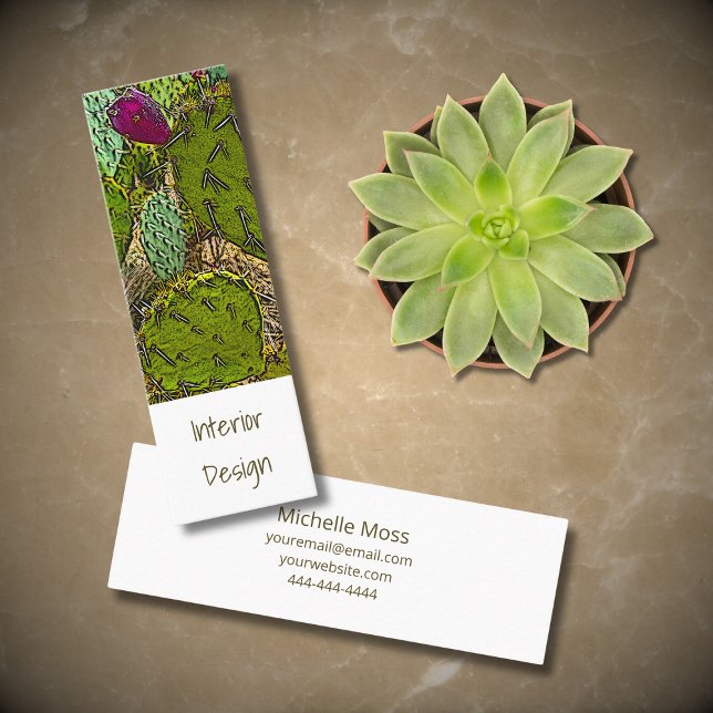 Interior Designer Desert Botanical Succulent Mini Business Card (Creator Uploaded)