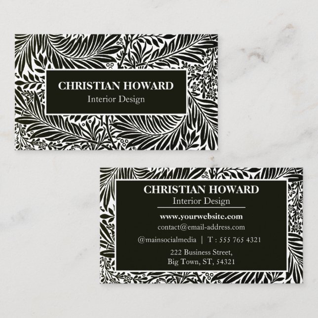 Interior Designer Elegant Black and White Pattern  Business Card (Front/Back)