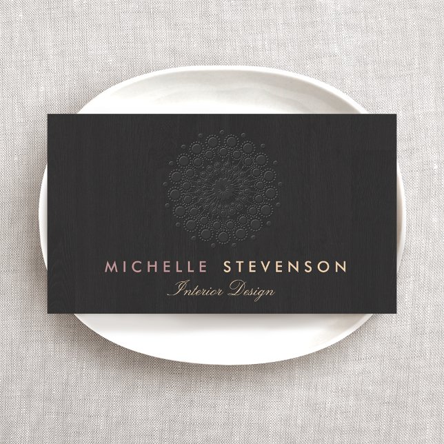 Interior Designer Elegant Embossed Motif Look Business Card (Creator Uploaded)