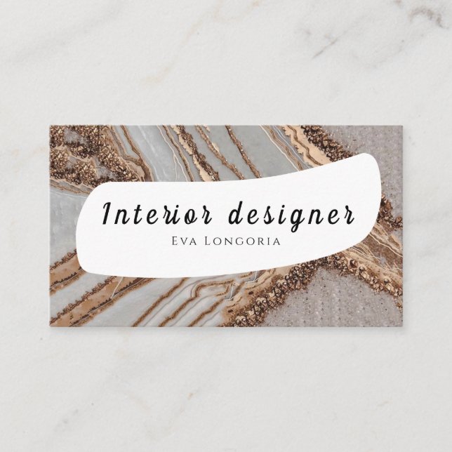 Interior designer Gold White Business Card (Front)