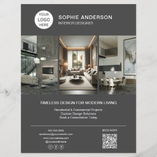 Interior Designer Logo Photo Grey Professional Flyer