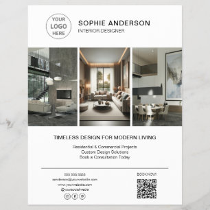 Interior Designer Logo Photo White Professional Flyer