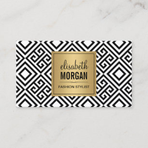 Interior Designer - Luxury Gold Black Geometric Business Card
