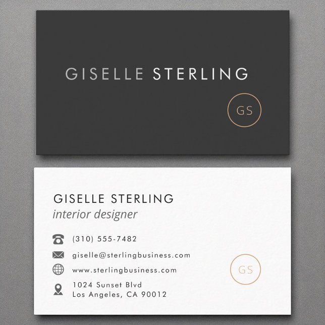 Interior Designer Minimalist Luxury Black Business Card (Creator Uploaded)