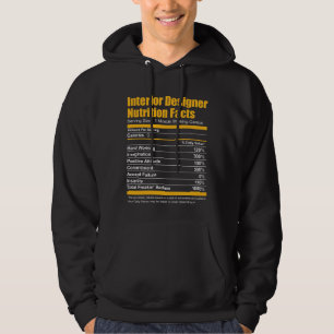 Interior Designer Nutrition Facts Funny T-Shirt Hoodie