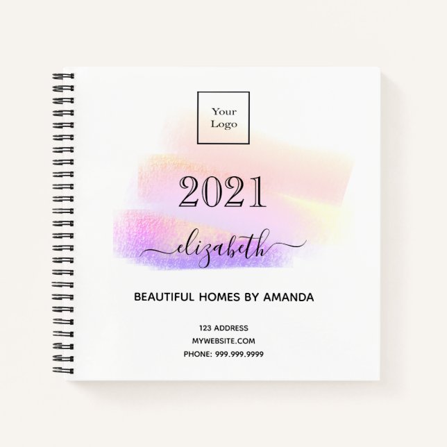 Interior designer pastel brush strokes 2026 notebook (Front)