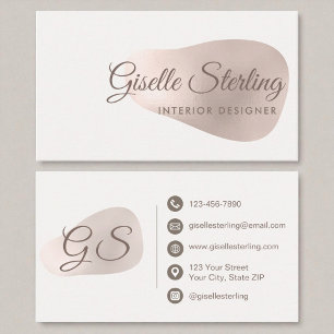 Interior Designer Rose Gold Foil Blush Abstract Business Card