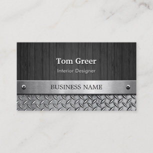 Interior Designer - Wood and Metal Look Business Card