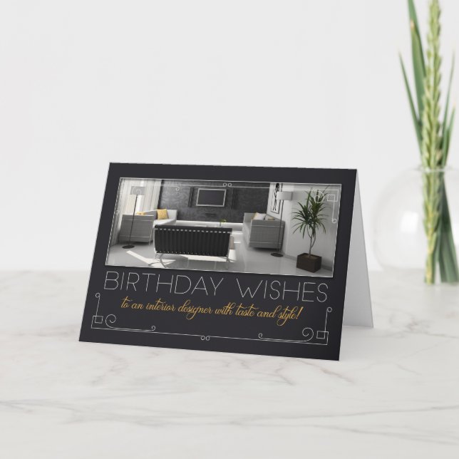 Interior Designer's Birthday Modern Interior Holiday Card (Front)