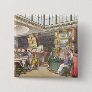 Interior from Ackermann's 'Repository of Arts, Lit 15 Cm Square Badge
