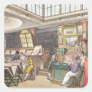 Interior from Ackermann's 'Repository of Arts, Lit Square Sticker
