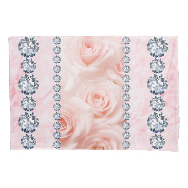 Interior Glitter Chic Silver Home Rose Marble  Pillowcase (Front)