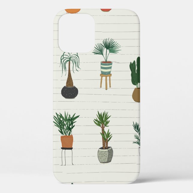 interior home plants seamless hand drawn pattern Case-Mate iPhone case (Back)