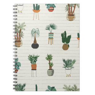 interior home plants seamless hand drawn pattern notebook