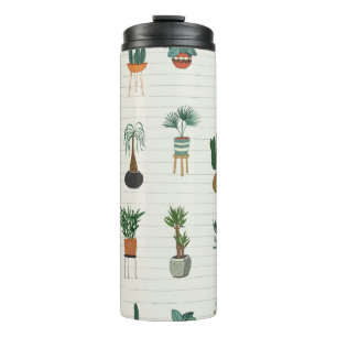interior home plants seamless hand drawn pattern thermal tumbler