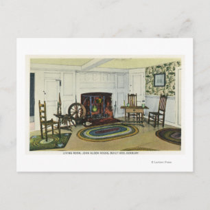 Interior Living Room View of the John Alden Postcard